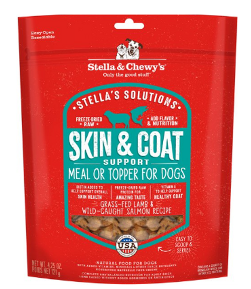 Stella & Chewy's Solutions Skin & Coat Boost Freeze-Dried Raw Lamb & Salmon Dinner Morsels Dog Food 4.25 oz