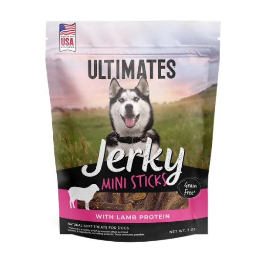 Ultimates Grain-Free Jerky Mini Strips with Lamb Protein Soft Dog Treats 7 oz