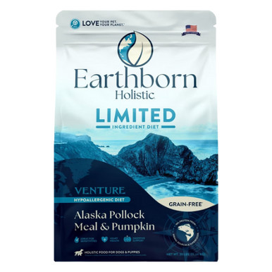 Earthborn Holistic Venture Limited Ingredient Alaska Pollock Meal & Pumpkin Grain-Free Dry Dog Food  25 lb