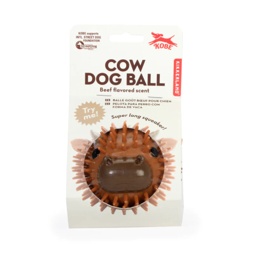 Kikkerland Cow Beef Flavor Scent TPR Dog Ball 3.5 in