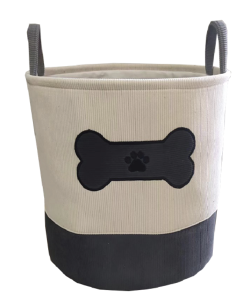 Pet Obsession Bone & Pawprint Corduroy Toy Bin 15 x15 x15 in