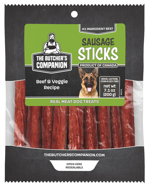 Butcher's Companion Beef & Veggie Recipe Sausage Sticks Dog Treats 7.1 oz