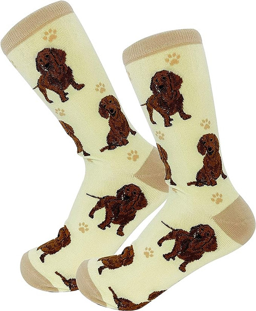 E&s Imports Pet Lover Socks Red Dachshund Dog, Unisex, One Size Fits Most 
