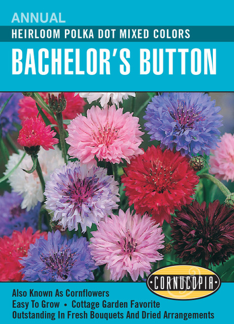 Renee's Garden Annual Heirloom Polka Dot Mixed Colors Bachelor's Button Flower Seeds 