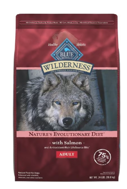 Blue Buffalo Wilderness Adult High Protein Natural Salmon & Wholesome Grains Dry Dog Food 24 lb