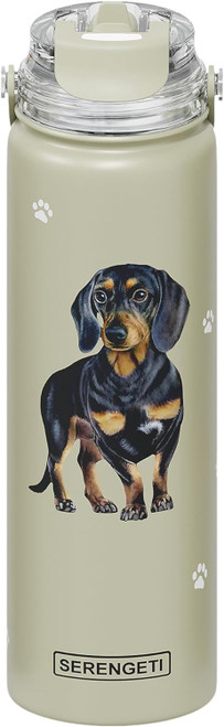E & S Imports Serengeti Black Dachshund Stainless Steel Water Bottle 24 oz