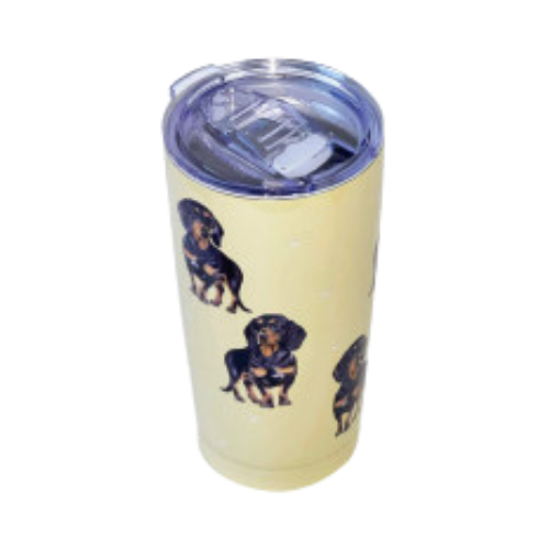 E & S Imports Serengeti Black Dachshund Stainless Steel, Vacuum Insulated Tumbler with Spill Proof Lid 20 oz