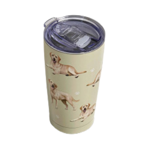 E & S Imports Serengeti Yellow Labrador Stainless Steel, Vacuum Insulated Tumbler with Spill Proof Lid 20 oz