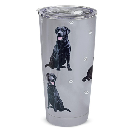 E & S Imports Serengeti Black Labrador Stainless Steel, Vacuum Insulated Tumbler with Spill Proof Lid 20 oz