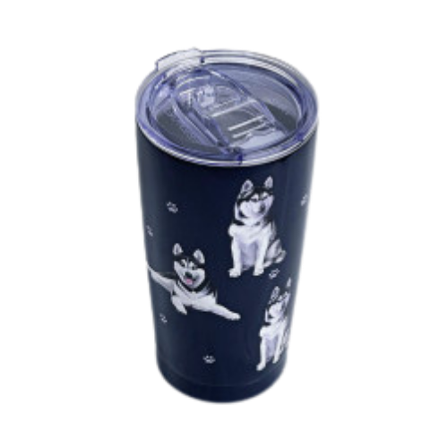 E & S Imports Serengeti Siberian Husky Stainless Steel, Vacuum Insulated Tumbler with Spill Proof Lid 20 oz