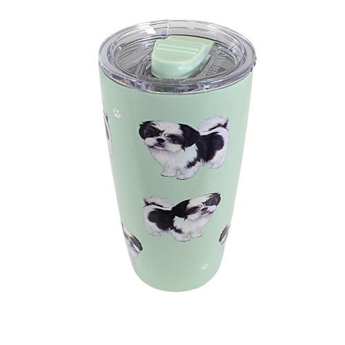 E & S Imports Serengeti Black Shih Tzu Stainless Steel, Vacuum Insulated Tumbler with Spill Proof Lid 20 oz