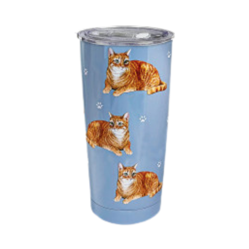 E & S Imports Serengeti Orange Tabby Cat Stainless Steel, Vacuum Insulated Tumbler with Spill Proof Lid 20 oz