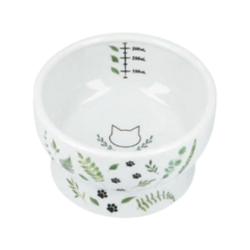 Necoichi Go Green Raised Cat Porcelain Water Bowl 10 oz