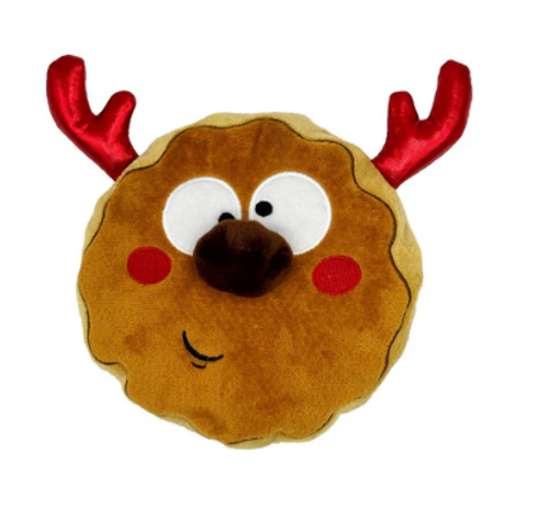 Huxley & Kent Holiday Gotta Dash Reindeer Cookie Plush Dog Toy 6.75 in