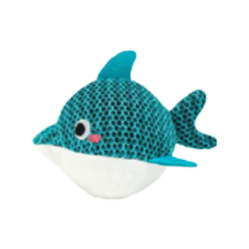 Hugsmart Summer Ocean Pals Plush Mesh Dolphin Dog Toy 5 in
