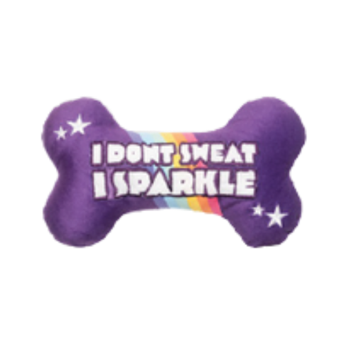 Fuzzyard Pride I Don't Sweat, I Sparkle Bone Plush Dog Toy 
