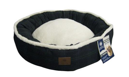 Akc Green Plaid Round Pet Bed 25 in