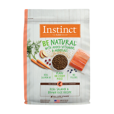 Instinct Be Natural Real Salmon & Brown Rice Recipe Freeze-Dried Raw Coated All Life Stage Dry Dog Food