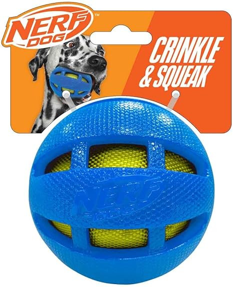 Nerf TPR Squeak & Crunch Ball Dog Toy 