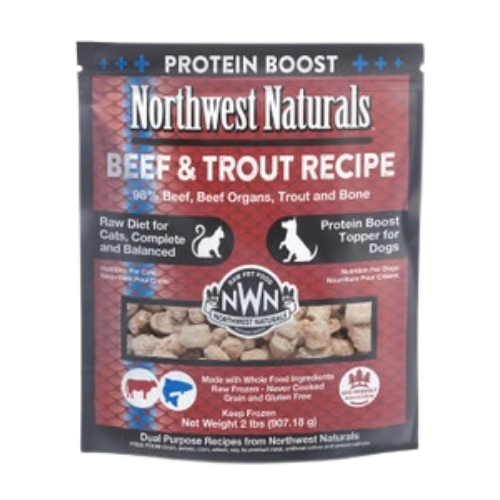 Northwest Naturals Raw Frozen Protein Boost Beef & Trout Recipe for Dogs & Cats 2 lb