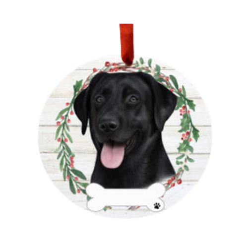 E & S Imports Labrador Black Ceramic Holiday Ornament 