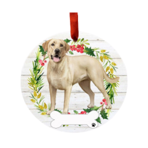 E & S Imports Labrador Yellow Full Body Ceramic Holiday Ornament 