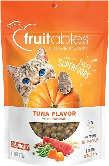 Fruitables Tuna Flavor with Pumpkin Crunchy Cat Treats 2.5 oz