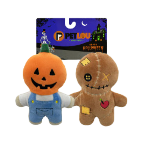 Petlou Halloween Trick or Treat Pals Scarecrows Plush Dog Toys 2 pk