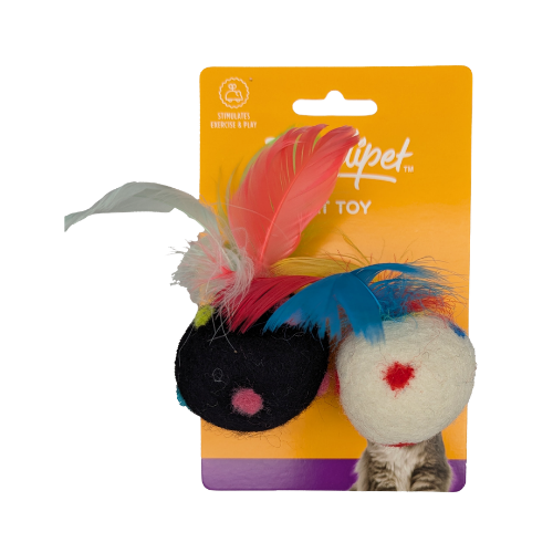 Incredipet Polka Dot Ball with Feather Cat Toy 2 pk