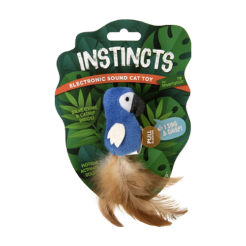 Smartykat Instincts Chatty Chirp Plush HappyNip Silvervine & Catnip Electronic Sound Cat Toy 