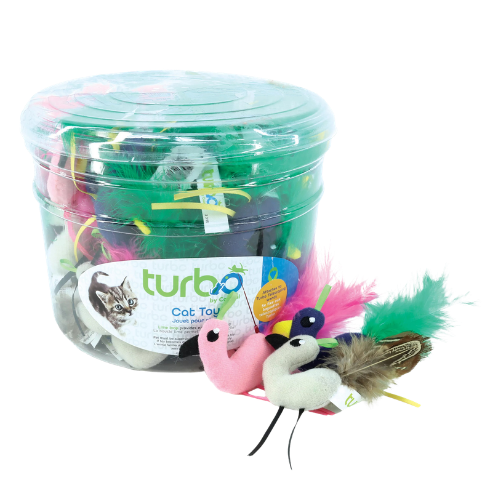 Coastal Pet Products Turbo Birds with Feather Tails & Line Loop 