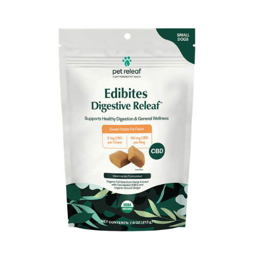 Pet Releaf Edibites CBD Digestive Health Sweet Potato Pie Soft Chews for Small Dogs 