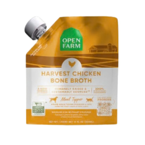 Open Farm Harvest Chicken Bone Broth Meal Topper for Dogs & Cats 12 oz