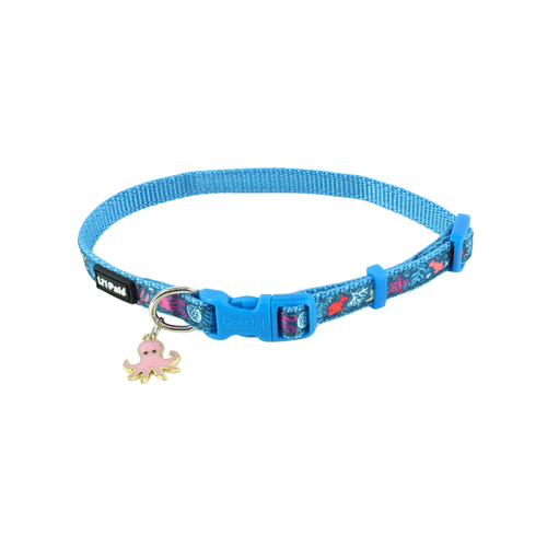 Coastal Pet Products Li'l Pals Charming Ribbon Overlay Adjustable Dog Collar- Li'l Sea Creatures