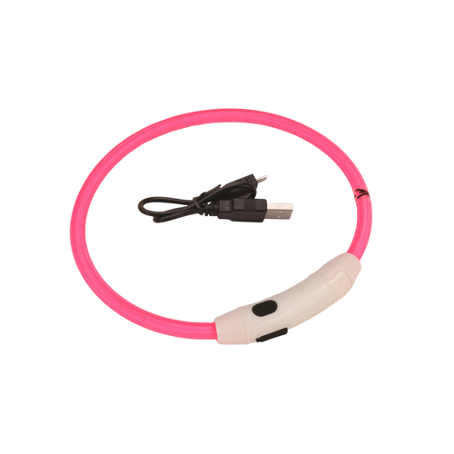 Coastal Pet Products USB Light-Up Adjustable Neck Ring- Pink 24in