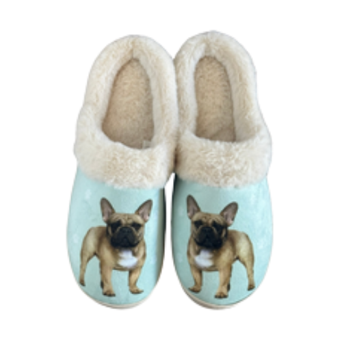 E & S Imports Tan French Bulldog Snugg Slippers