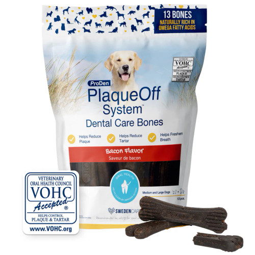 Naturvet ProDen PlaqueOff System Dental Care Bones Bacon Flavor for Dogs 13 ct