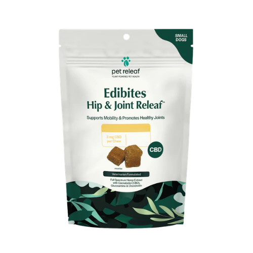Pet Releaf  Edibites CBD Hip & Joint Peanut Butter & Banana Flavor Soft Chews for Small Dogs  2.5 oz