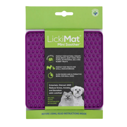 Lickimat Purple Mini Mat Soother Dog Slow Feeder 