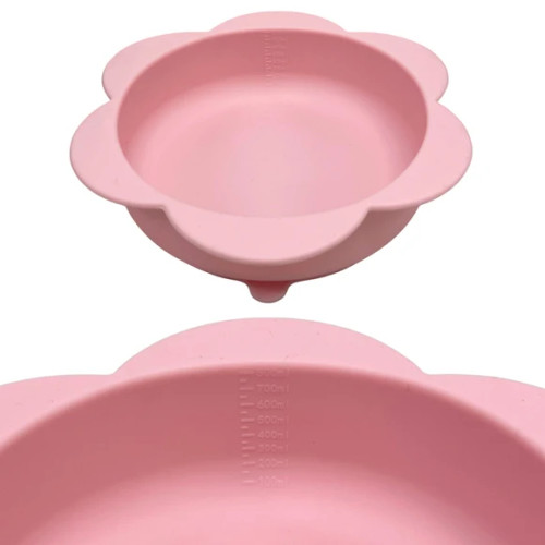 Kole Imports Pink Silicone Floral Shaped Pet Food and Water Bowl