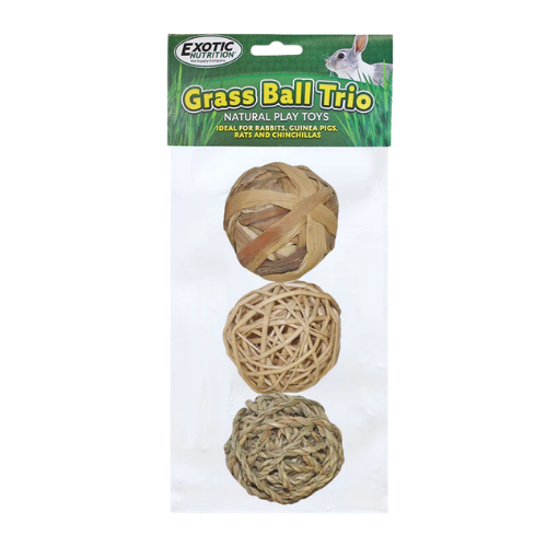 Exotic Nutrition Pet Supplies Grass Ball Trio Small Animal Toy 