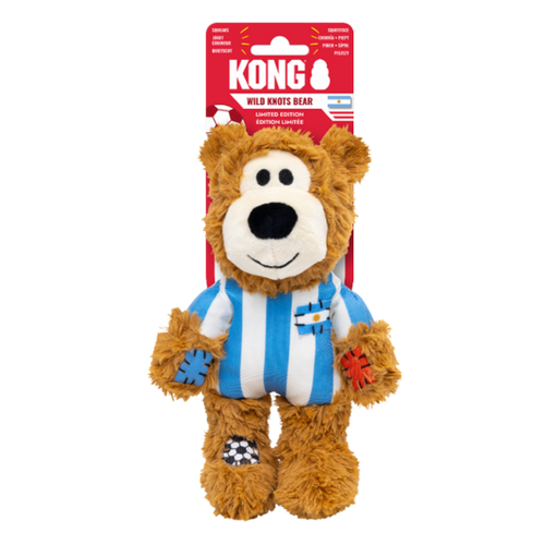 Kong Limited Edition Soccer Argentina Wild Knots Bear Dog Toy 7 in