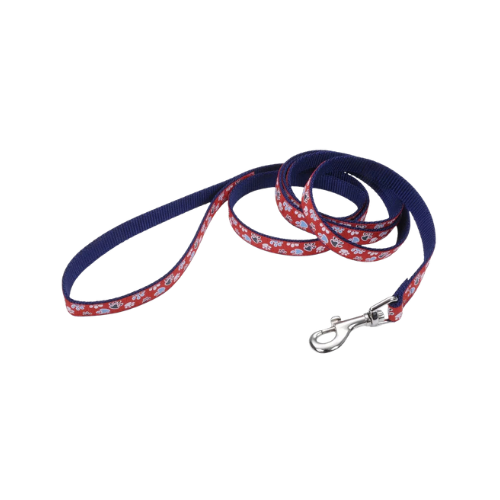 Coastal Pet Products Ribbon Dog Leash- Red with Paws