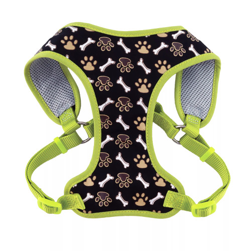 Coastal Pet Products Ribbon Designer Wrap Adjustable Dog Harness- Brown Paws & Bones