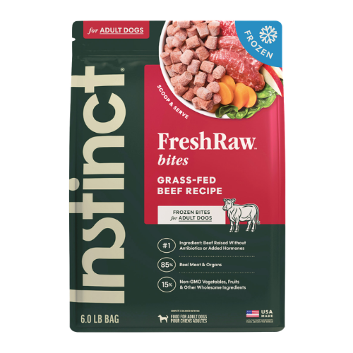 Instinct Frozen FreshRaw Bites Grass-Fed Beef Recipe Adult Dog Food 6 lb