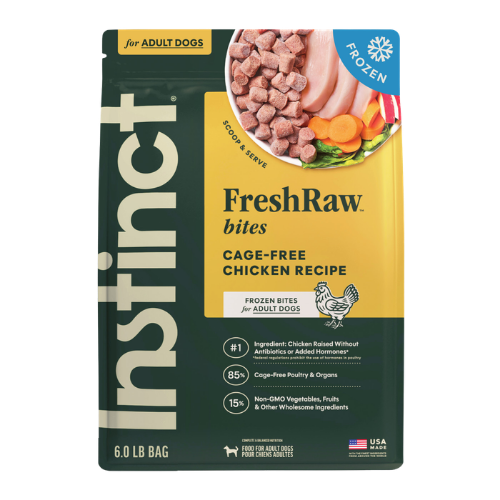 Instinct Frozen FreshRaw Bites Cage-Free Chicken Recipe Adult Dog Food 6 lb
