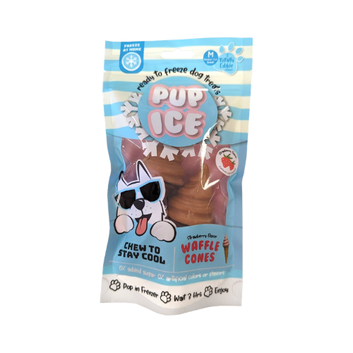 Nothin' To Hide Pup Ice Waffle Cone Strawberry Dog Chew Treat 2 pk
