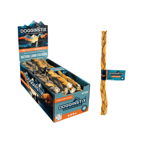 Dogginstix Braided Lamb Collagen Dog Chew 12 in