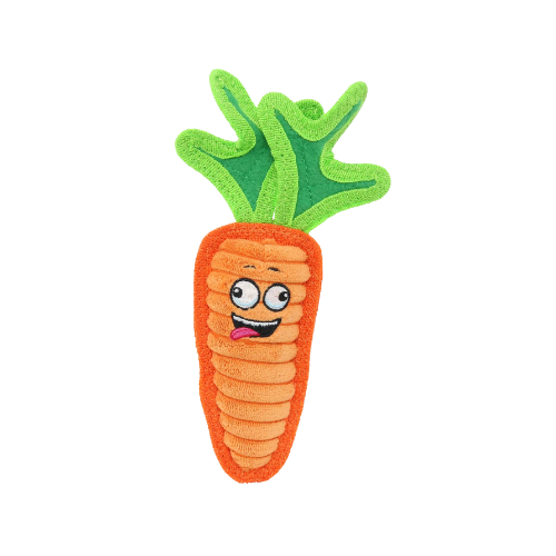 Tuffy's Funny Food Jr Carrot Squeaky Plush Dog Toy 