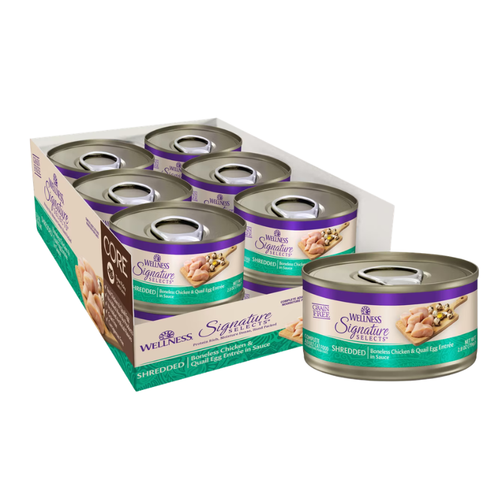 Wellness CORE Signature Selects Shredded Boneless Chicken & Quail Egg Entrée in Sauce Grain-Free Wet Cat Food
